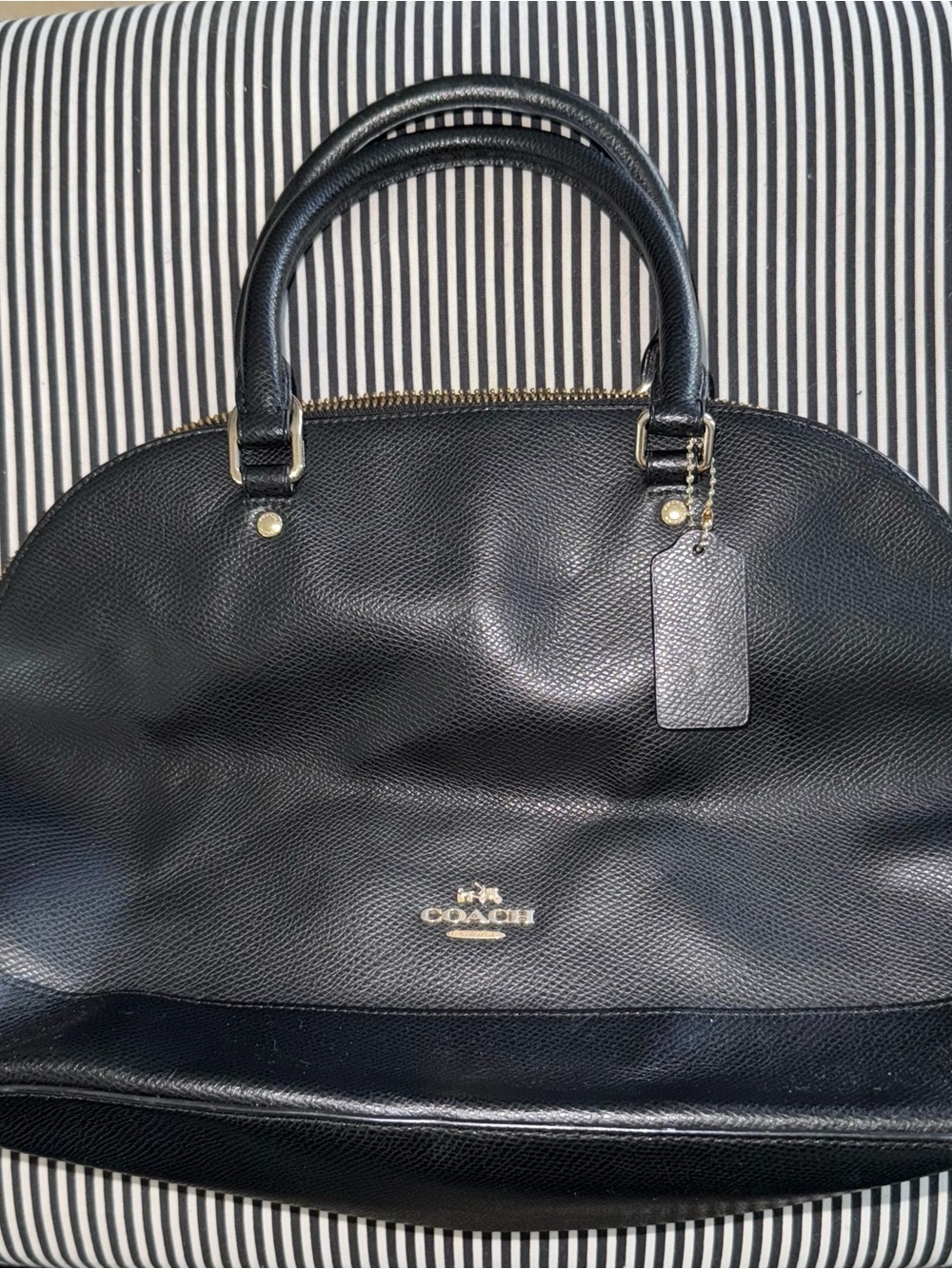Coach Black Leather Dome Briefcase with Gold Hardware